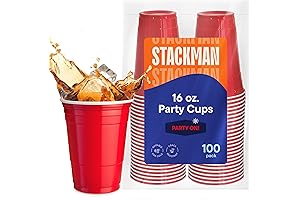 Stack Man 100-Count 16 oz Disposable Red Plastic Party Cups