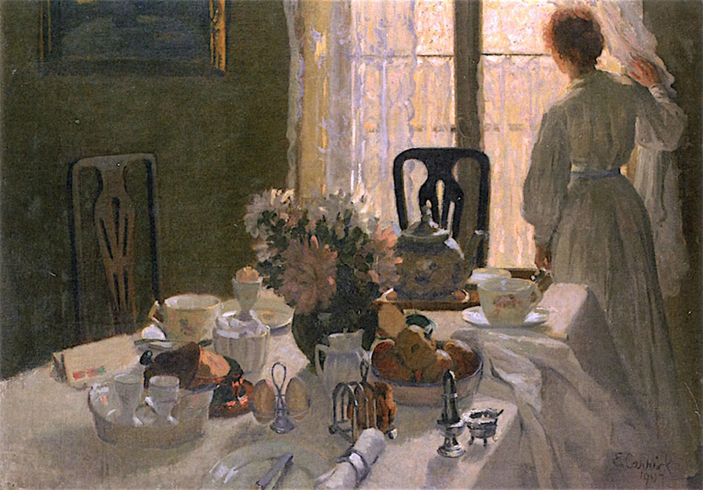 RZHRHJES Vintage Wall Art Picture on Canvas Wall Art Poster the Breakfast Table by Famous Artist Canvas Poster for Office Decor 60x90cm
