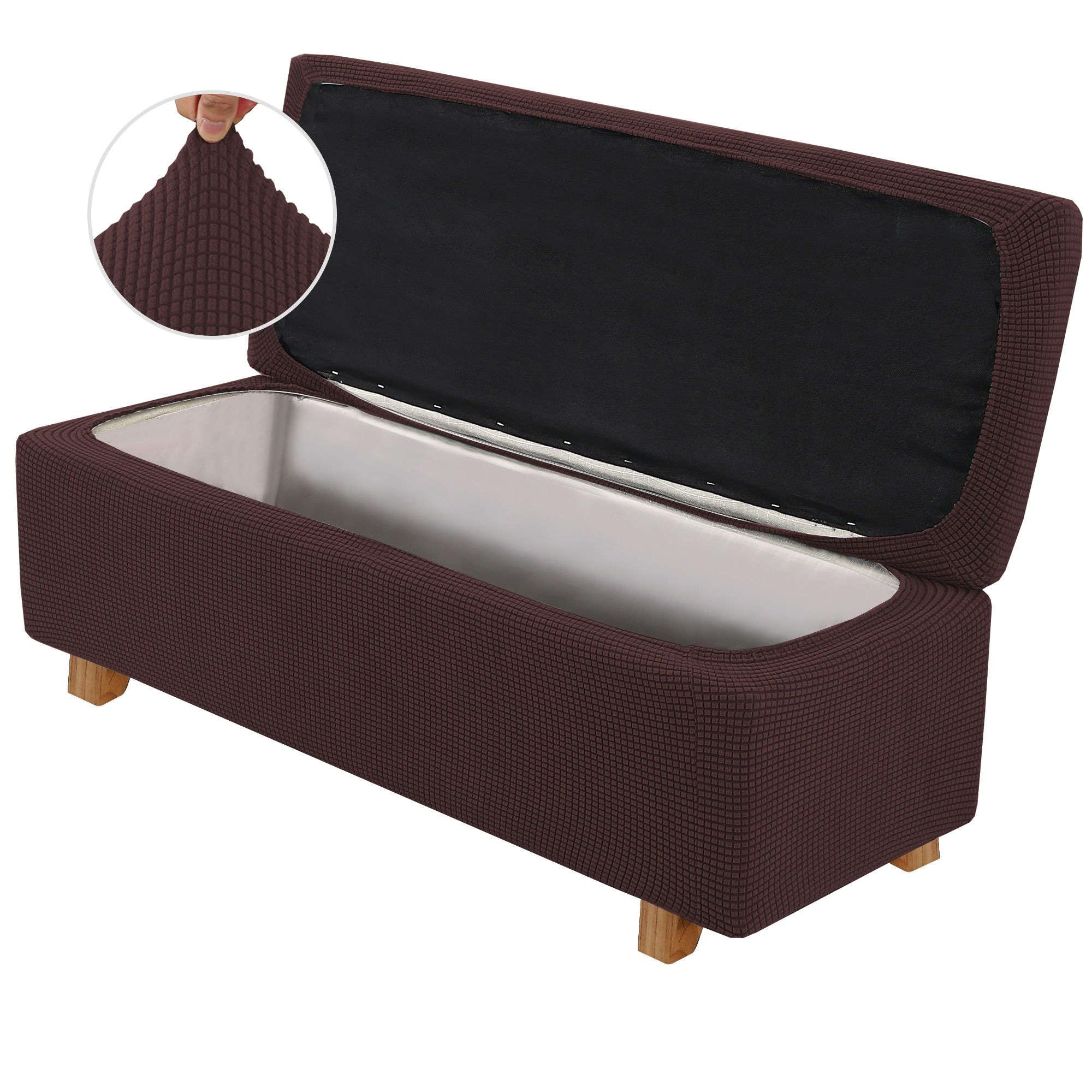 JHLD 2 Piece Ottoman Cover Rectangle, Ottoman Slipcovers Plaid Ottoman Covers Slipcover Stretch Footrest Stool Covers Non Slip With Elastic Bottom For Living Room-coffee-X-large