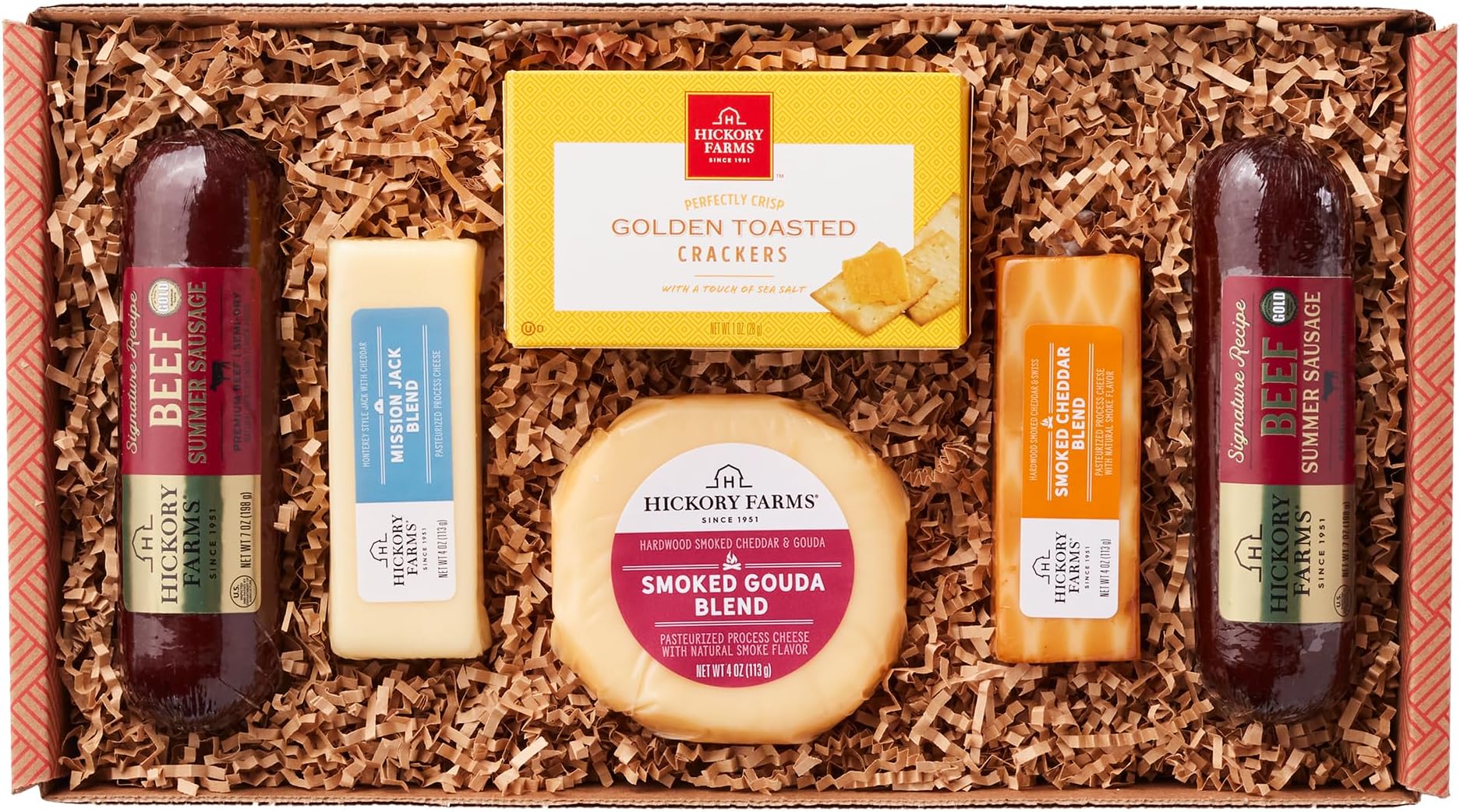 Hickory Farms Signature Beef Meat and Cheese Gift Basket (Medium) - Box Set | Charcuterie Board Food | Summer Sausage | Father's Day | Mother's Day | Easter | Christmas | Holiday | Housewarming | Gourmet | Sympathy | Care Package