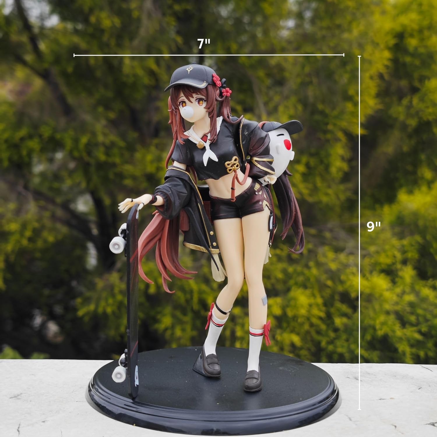 Genshin Impact Hu Tao Skateboard Figurine – 9 Inches Tall, 7 Inches Wide – Collectible Action Figure