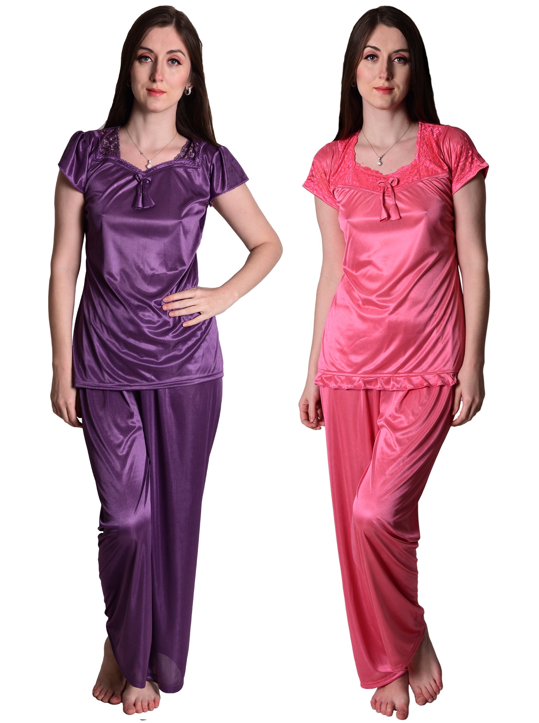 nightdoll Women's Satin Combo Night Suit/Top Payjama Set-picture-29