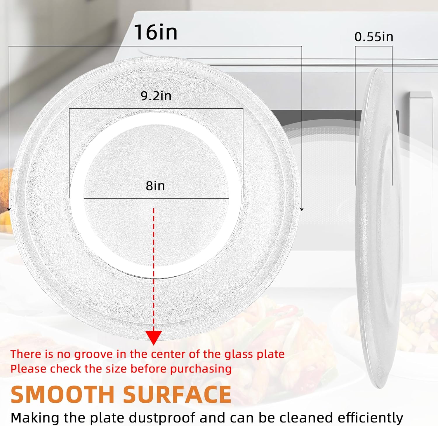 16 inch Microwave Glass Plate WB49X10189 Glass Turntable Plate Compatible with G.E Microwave Replace WB27X43590 WB49X10166 AP4345996 JES2051DN2WW JES2051DN1BB PEB2060DM1CC by Fetechmate
