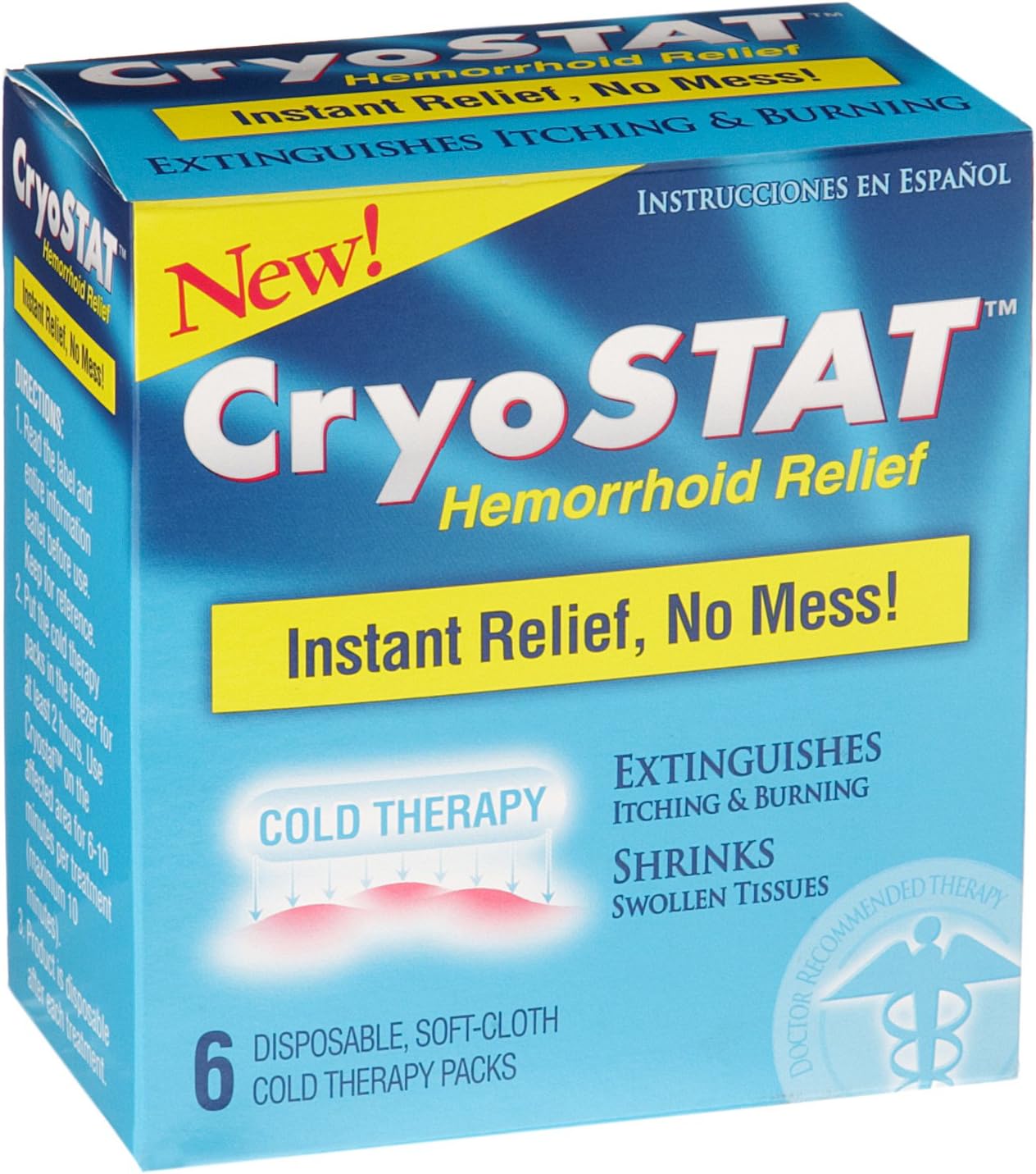 CryoSTAT Hemorrhoid Relief, Soft-Cloth Cold Therapy Packs, 6-Count Boxes (Pack of 2)