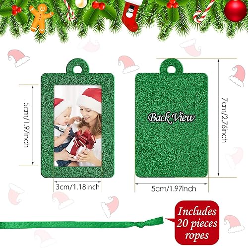 Miniatura 2 de 20 Pieces Christmas Photo Frames Ornament Mini Felt Hanging Picture Frame Small Picture Frame Christmas Tree Hanging Ornament for Family Xmas