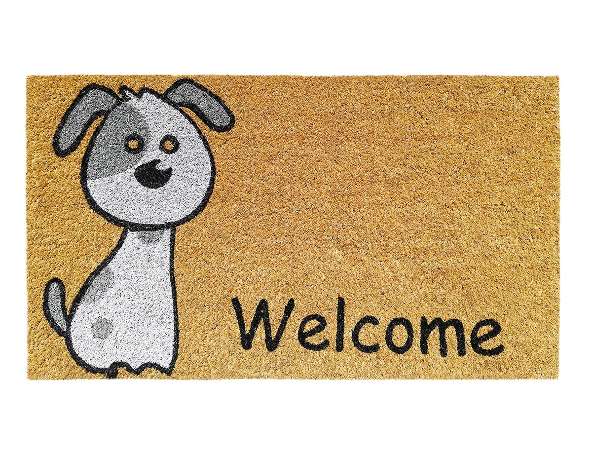Banzaii Felpudo de Coco Entrada Casa 40x70 cm con Base Antideslizante – Welcome Perrito