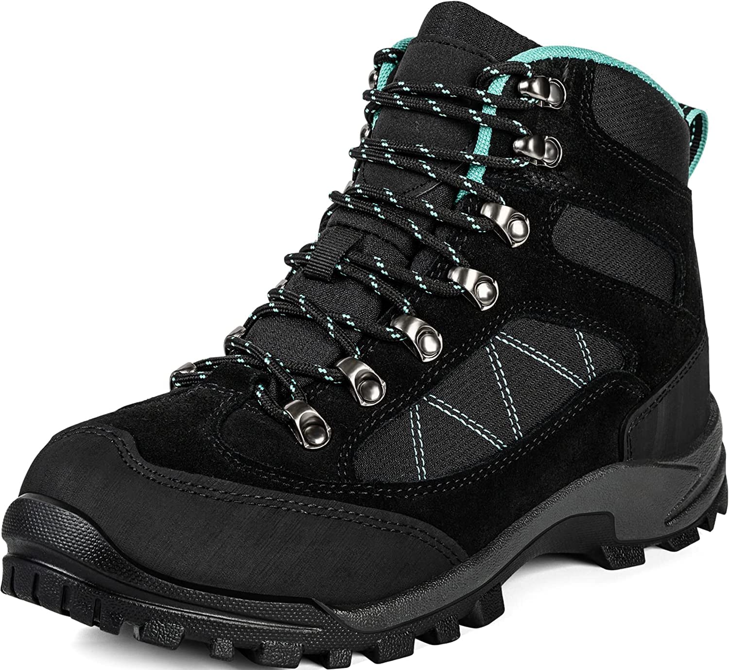R CORD Women's Lightweight Waterproof Shoe Hiking Boot Non-slip Durable Hiking Boot for Outdoors Black Size 8