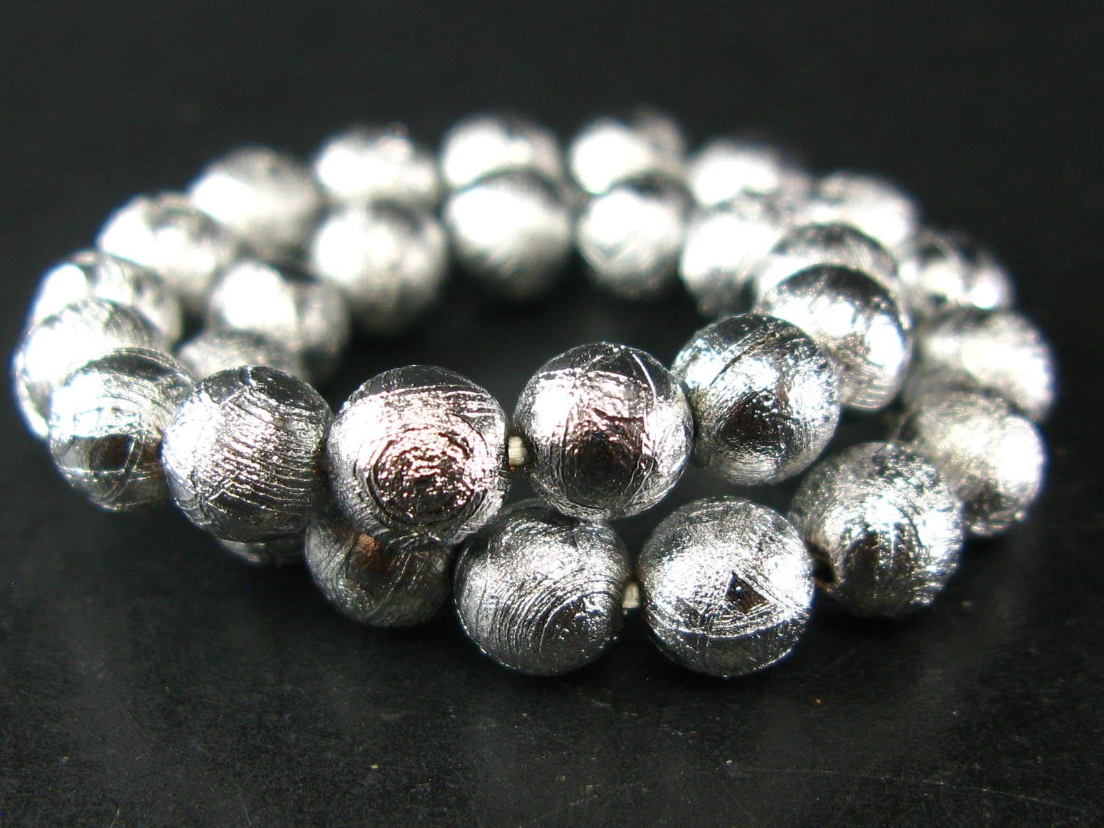 Meteorite Bracelet From Muonionalusta Sweden - 7" - 6mm Round Beads