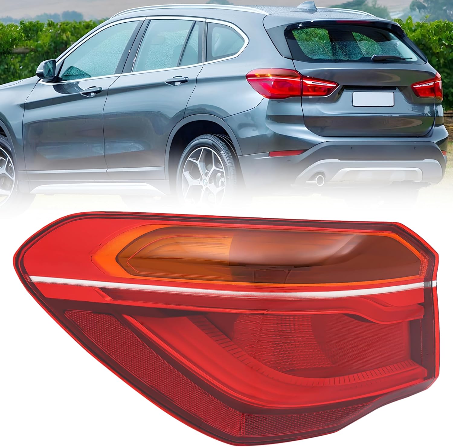 For 2016 2017 2018 2019 BMW X1 Tail Light Assembly - LED Rear Outer Tail Lamp, w/Bulbs, Left Driver Side, OEM 63217488547, Taillight Replacement Part