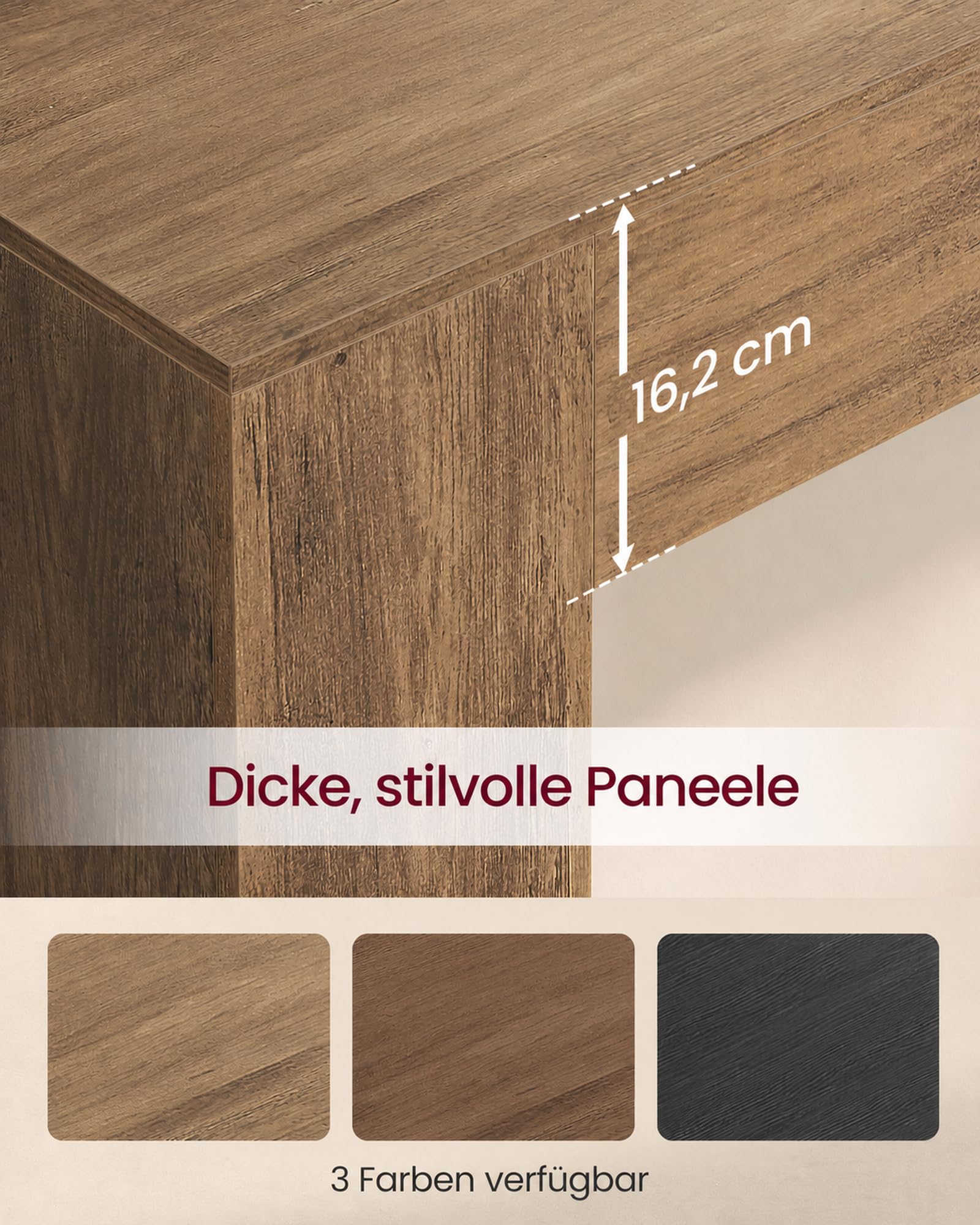 VASAGLE Konsolentisch aus Spanplatte, schmaler Flurtisch in U-Form, 120 x 30 x 80 cm, Honigbraun, für Eingangsbereich und Wohnzimmer, Koni Kollektion LNT144KB01