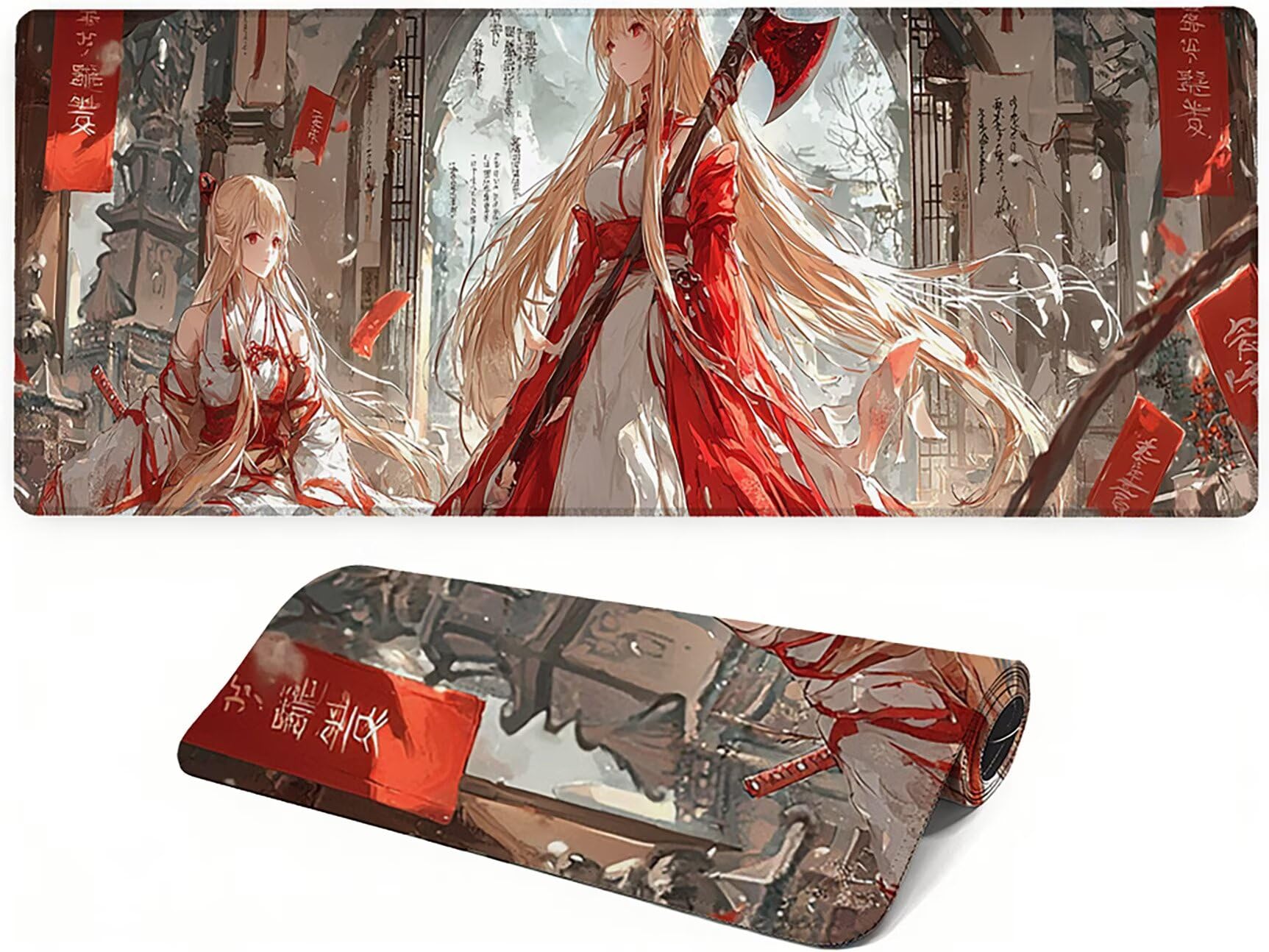 Lejnlnng Podkładka pod mysz do gier XXL, 160 x 80 cm, kreskówkowa mata na biurko, wodoodporna podkładka pod mysz XL Krajobraz, antypoślizgowa gumowa podkładka pod mysz z przeszytymi krawędziami, biuro