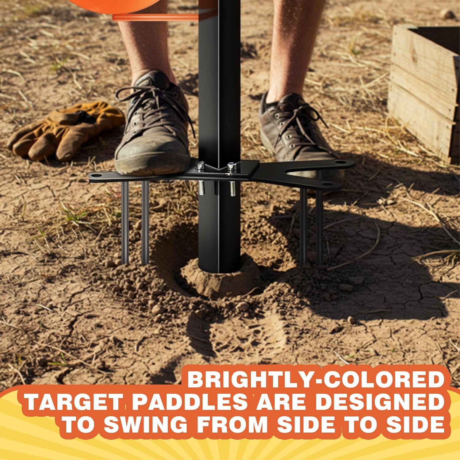 Dueling Tree Target Kit 4 Heavy Duty in 6" or 4" Diameter 3/8" Thickness Ar500 Rotate Swing Paddle Shooting Bracket with 20 Bullseye Paper for.22 Rimfire Centerfire Pistols Shooting Training
