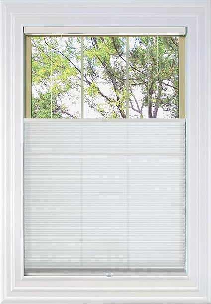 BlindsAvenue Cordless Top Down Bottom Up Cellular Honeycomb Shade, 9/16" Single Cell, Light Filtering, Cotton White, Size: 26.5" W x 72" H