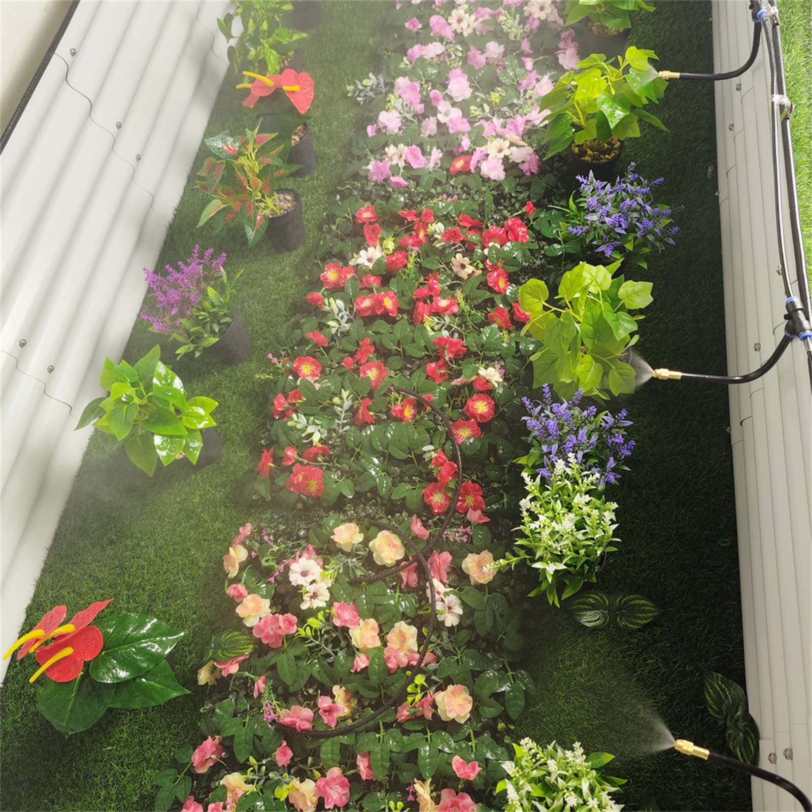 Nebulizzatore Giardino da Esterno, Kit di nebulizzazione con 24v Silent Pump & Ugelli Regolabili & Flessibile Misting Line & Filter, Sisteme di Raffreddamento for Patio