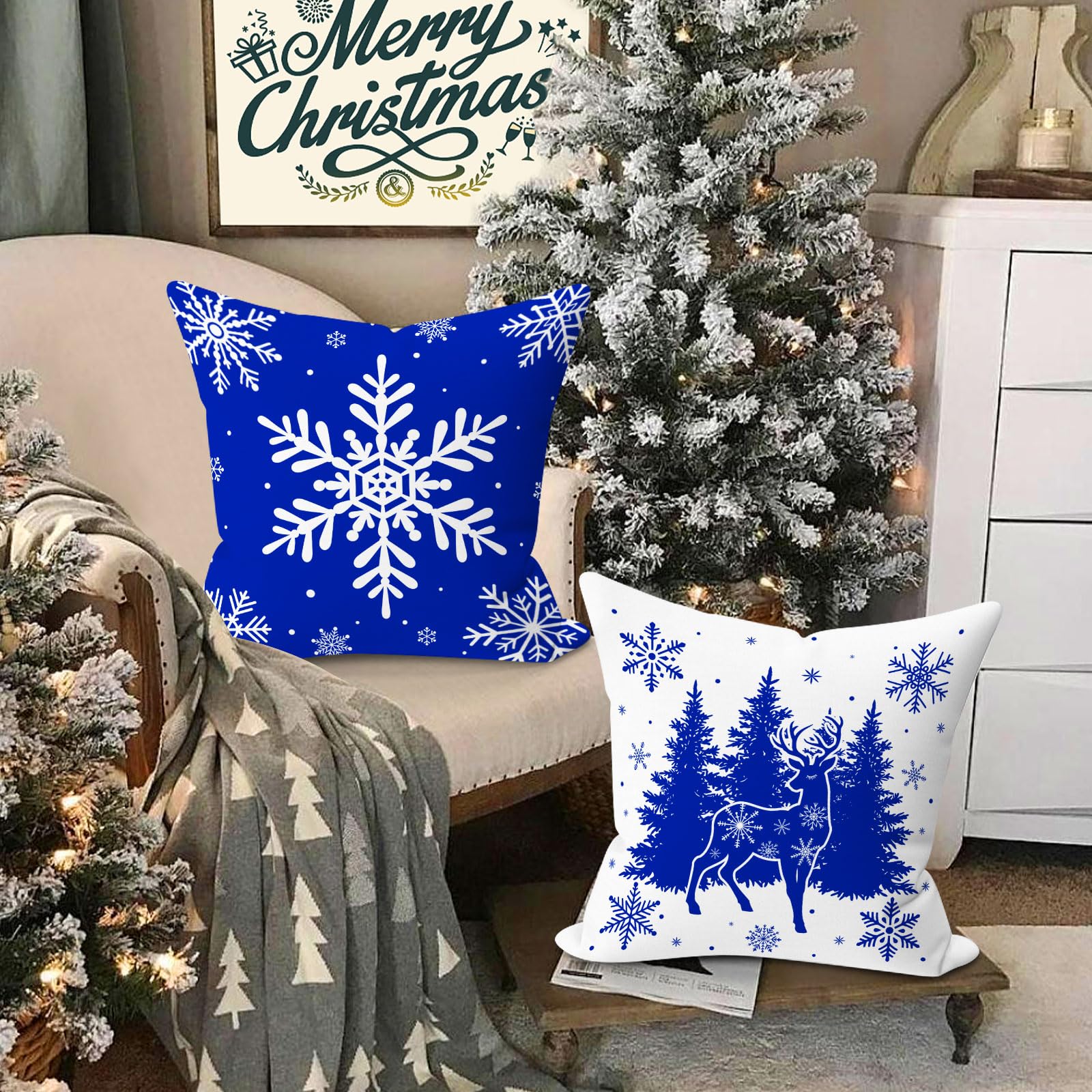 Lot De 4 Housses De Coussin Noël 40x40cm - Motif Bonhomme En Pain D'épice, Peluche, Lavable