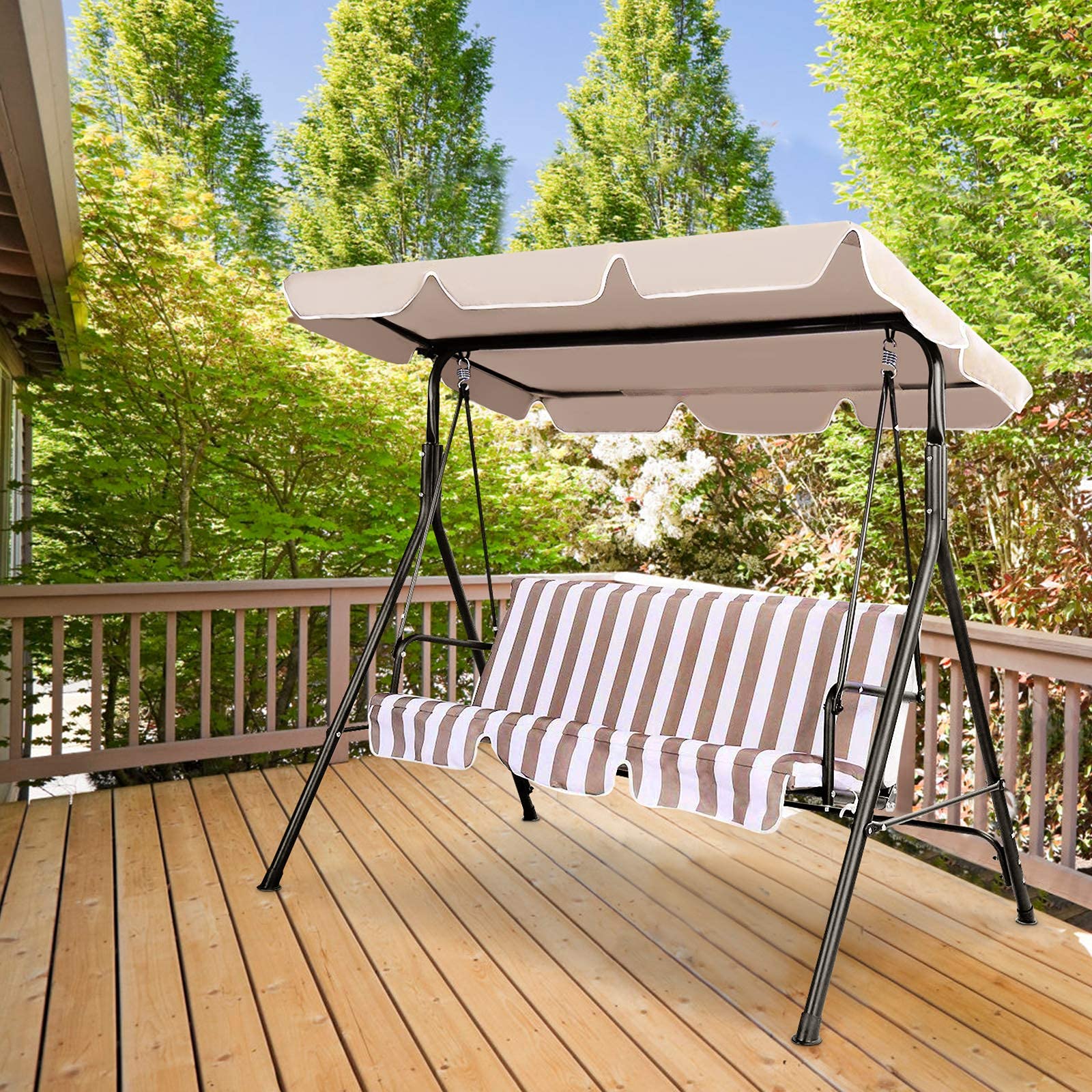 GIANTEX Copertura di Ricambio Universale per Dondolo, Tettuccio Tetto di Ricambio per Dondolo da Giardino per Esterno Beige