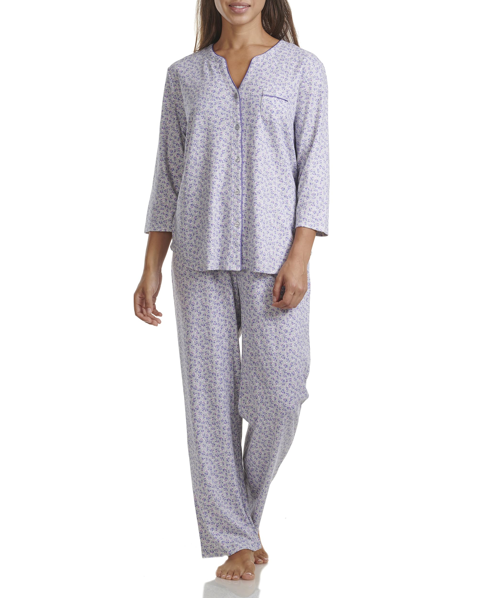 Karen Neuburger Women's 3/4 Sleeve Cardigan Pj Set