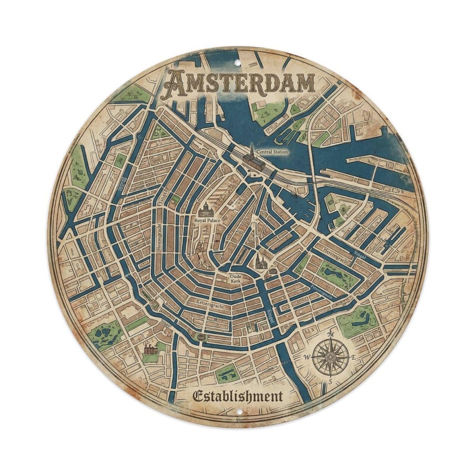 Vintage Travel Amsterdam Netherlands Formation Metal Tin Sign