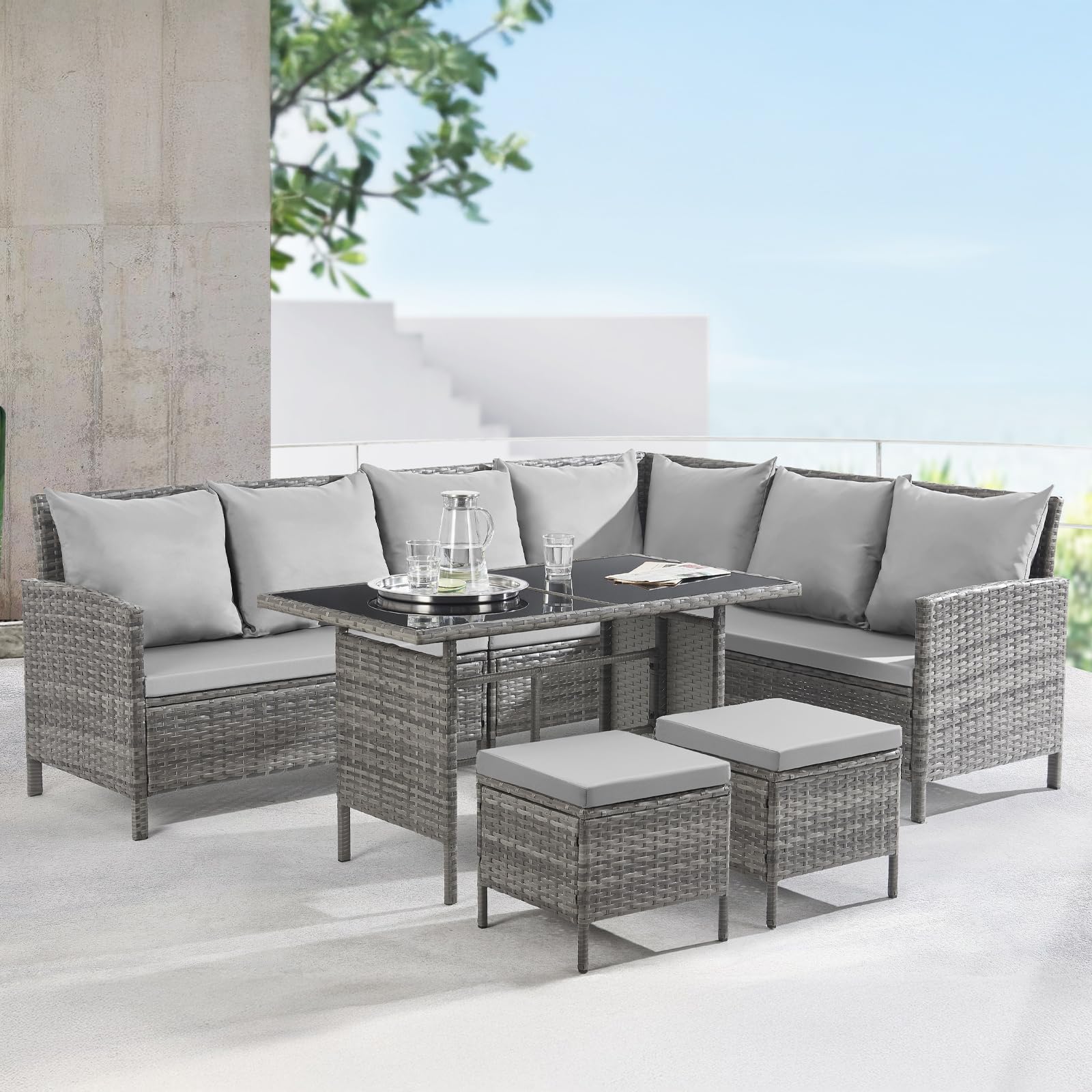 SVITA Madison Rattan-Lounge Polyrattan Ecksofa Gartenmöbel-Set Sofa Garnitur Couch-Eck