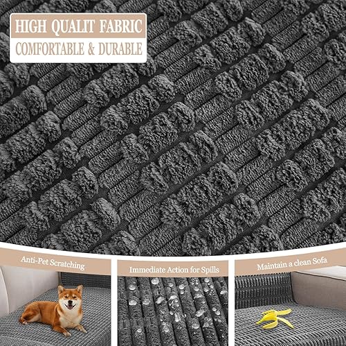 Miniatura 5 de Fundas de sofá de 33 x 70 pulgadas, tapete antideslizante para perro, manta para sofá, silla, cama reclinable, protector de muebles, lavable (gris