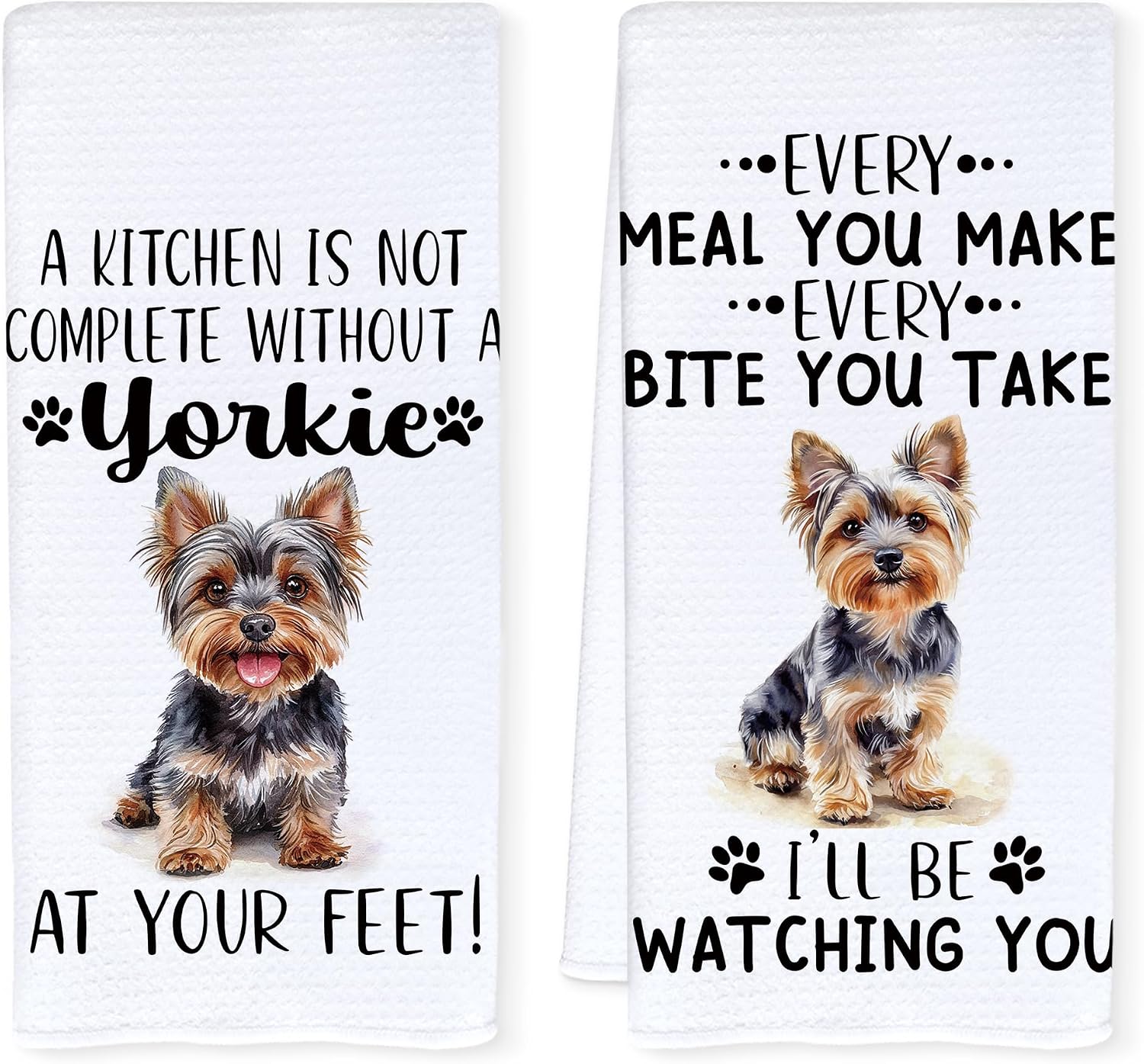 Funny Yorkshire Terrier Kitchen Towels, Yorkie Gifts for Women Men, Yorkie Dog Lovers Gifts Decorative Hand Dish Tea Towels for Kitchen Dining Room, 16x24 Inch Set of 2