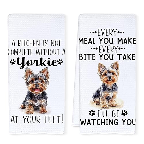 Funny Yorkshire Terrier Kitchen Towels, Yorkie Gifts for Women Men,
