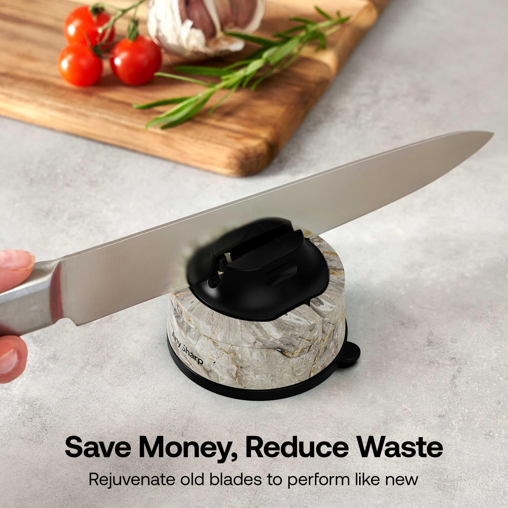 AnySharp Knife Sharpener, Hands-Free Safety, PowerGrip Suction, Safely Sharpens All Kitchen Knives, Ideal for Hardened Steel & Serrated, World's Best, Compact, One Size, Silver — view 56