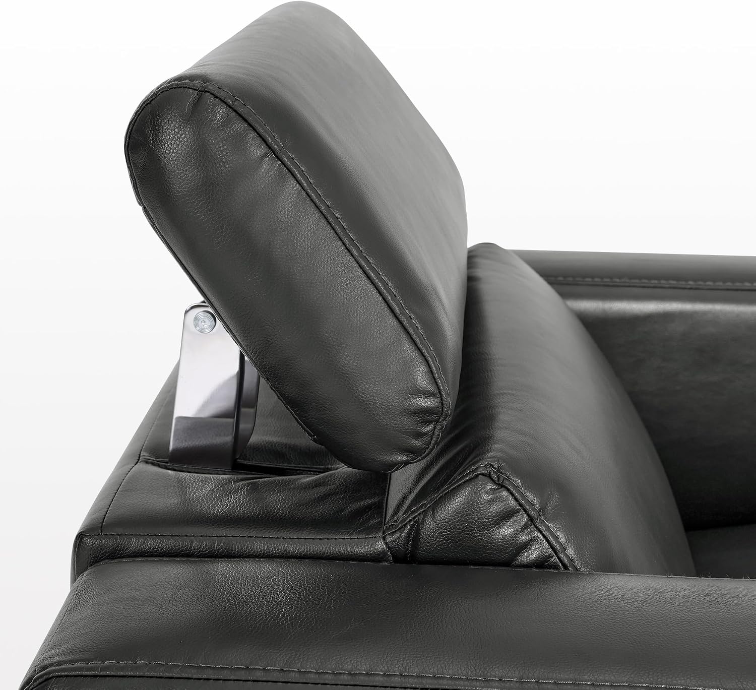 MCombo Zero Wall Recliner Chair, Wall Hugger Power Recliner Chair with Adjustable Headrest, High Wood Leg, USB Charge Ports, for Living Room, Small Spaces, HL128 (Faux Leather, Dark Grey)