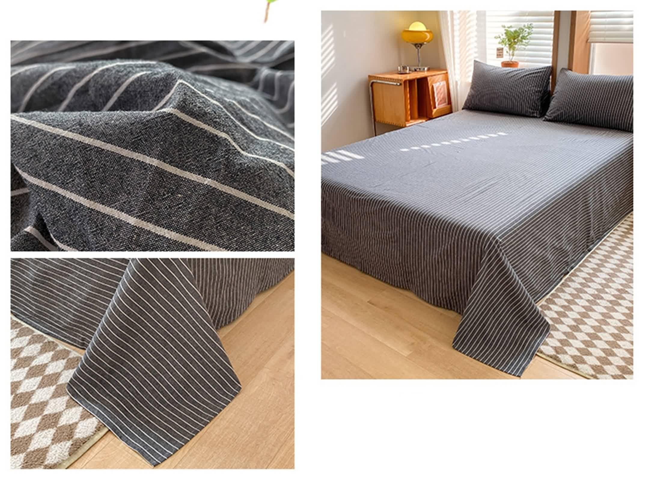 Sábanas de algodón suaves, para invierno, a rayas, cómodas, de 96 pulgadas de ancho x 98 pulgadas de largo, 1 pieza