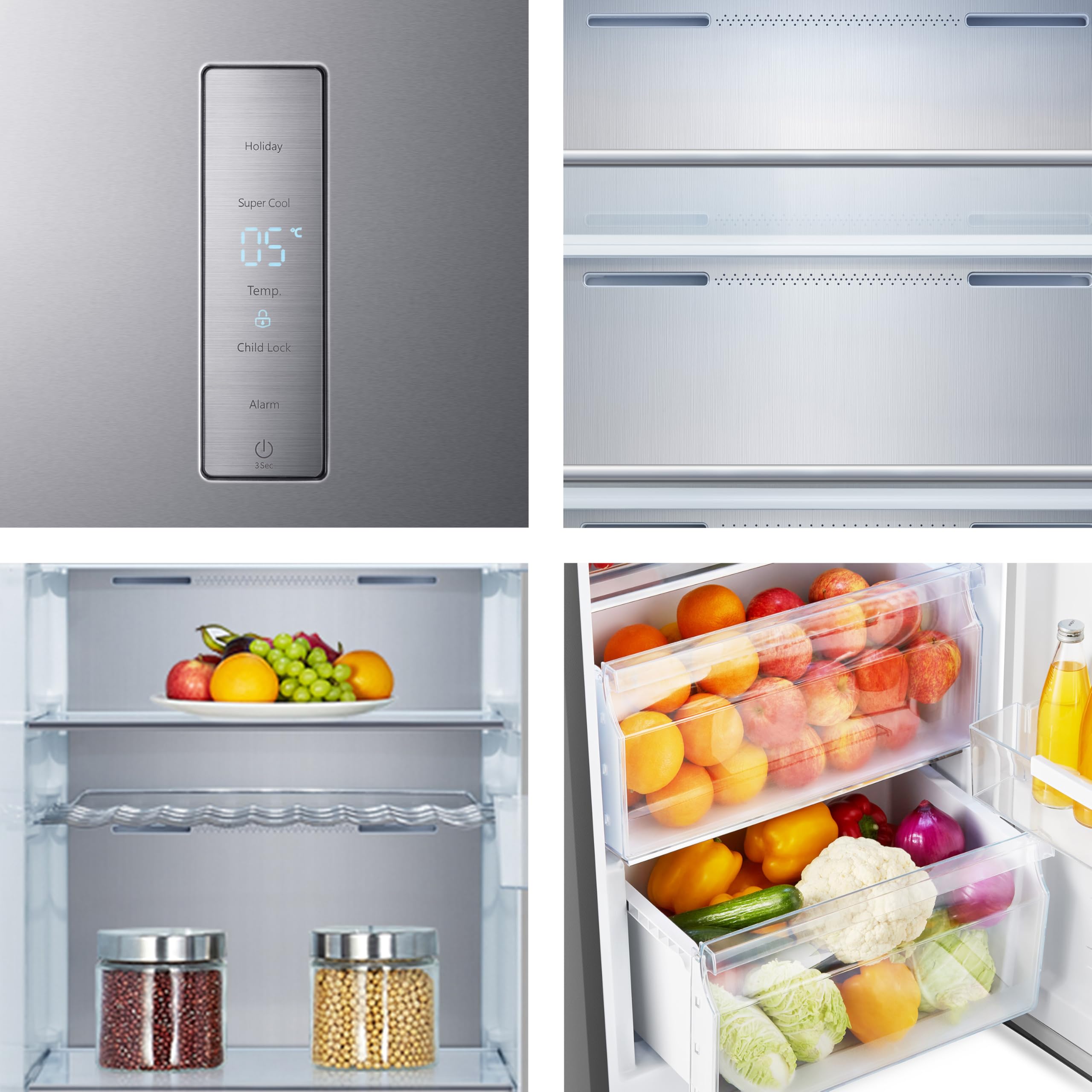 Hisense RL481N4BIE, Frigorifero Monoporta, Capacità 370 L, Inox, Total No Frost, Classe Energetica E, Altezza 185.5 cm, Larghezza 59.5 cm, Profondità 69.1 cm