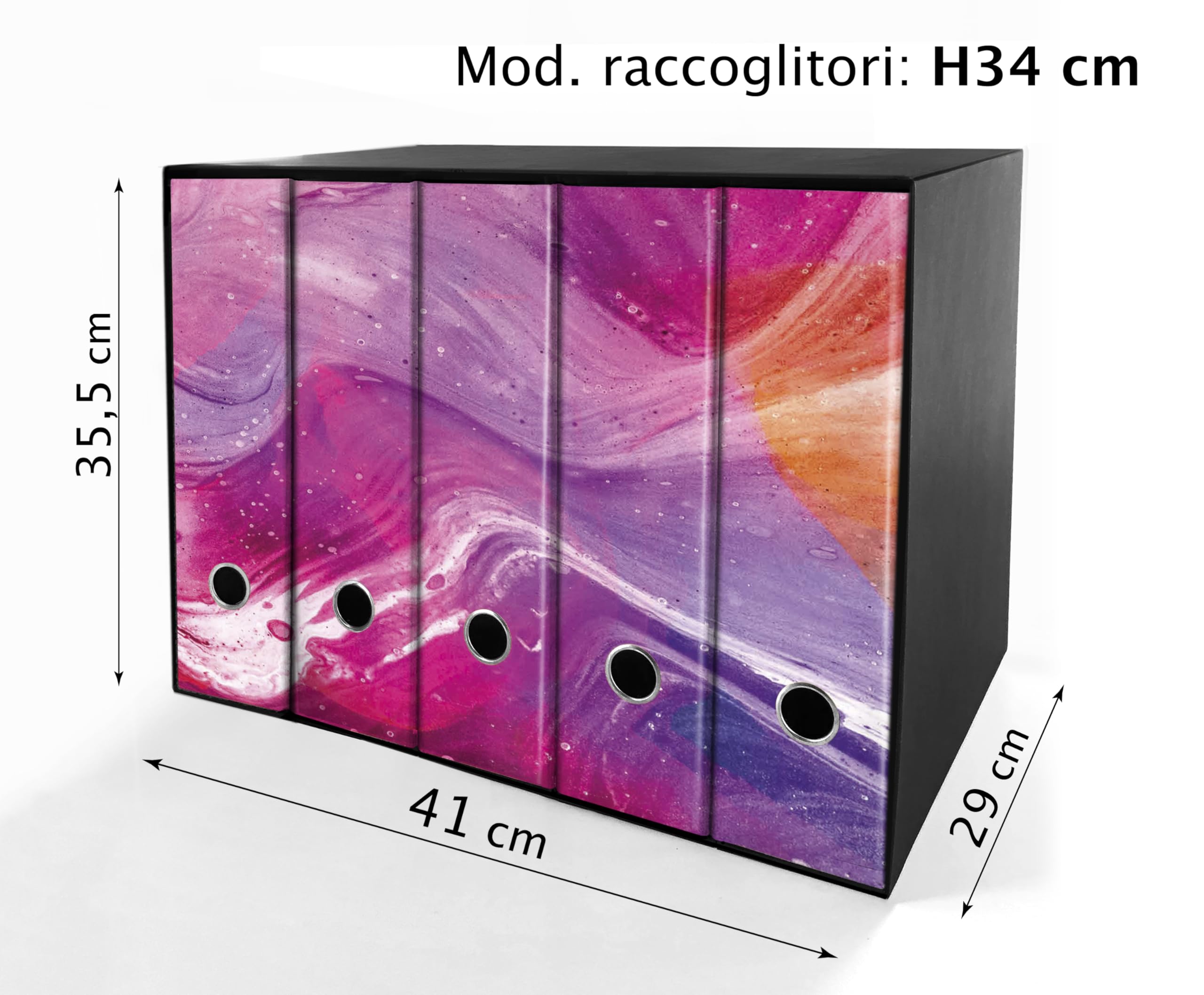 Set da 5 raccoglitori ad anelli - RESINA ROSA (H34 cm con 2 anelli)