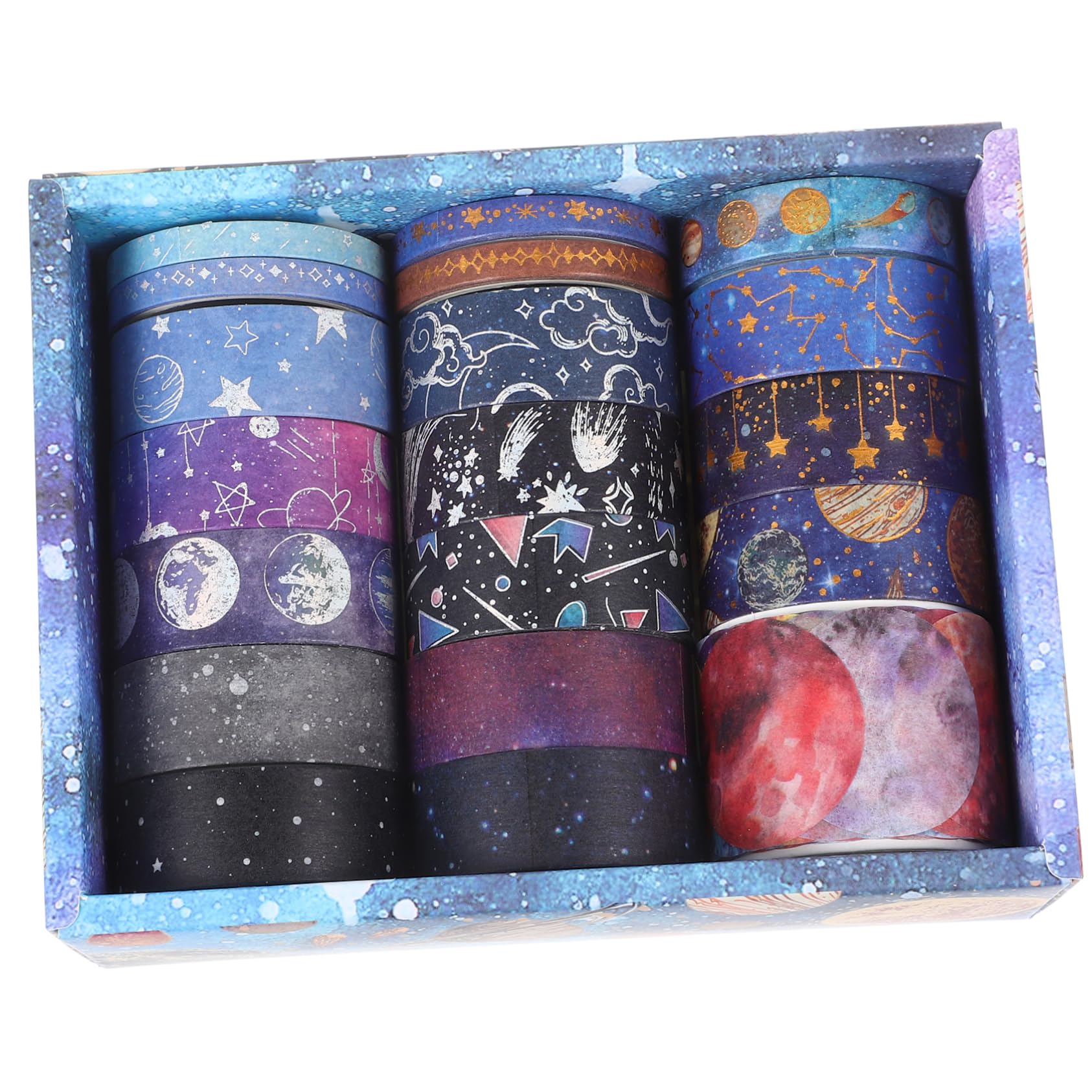 VILLCASE 4 Set Nastro Di Carta Galaxy Washi Tape Washi-tape Nastro Adesivo Creativo Pennarello A Vernice Distributore Di Nastro Nastri Decorativi Per Album Nastro Di Cancelleria 19 * 4