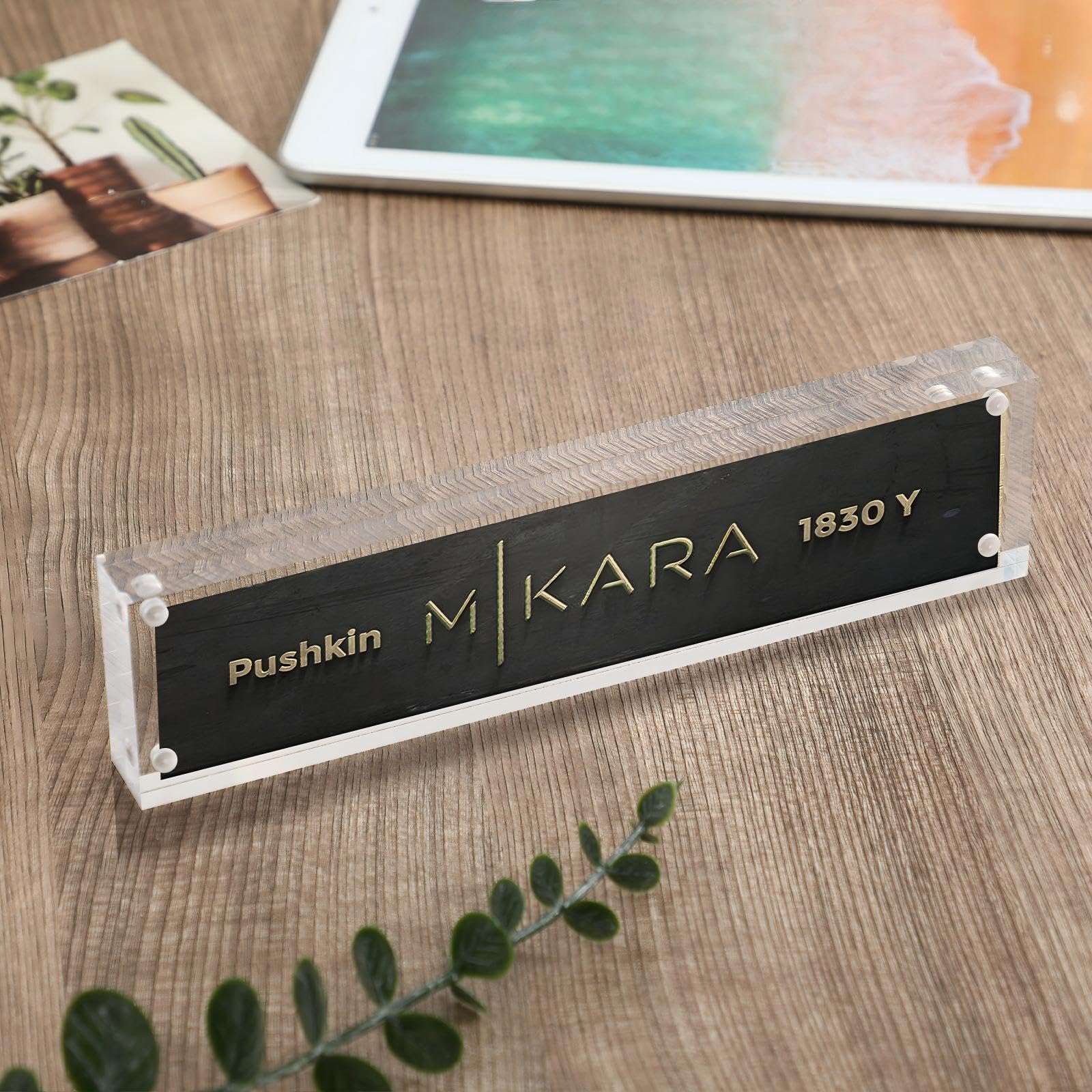 Geetery 8 pezzi acrilico scrivania ufficio nome piastra personalizzata blocco acrilico trasparente targhetta 2 "x 8" doppio lato tavolo titolare targa business magnete cornice fai da te supporto nome