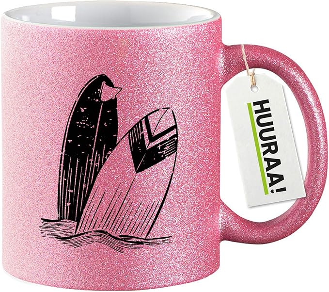 Glitzer Kaffeebecher Surfboard