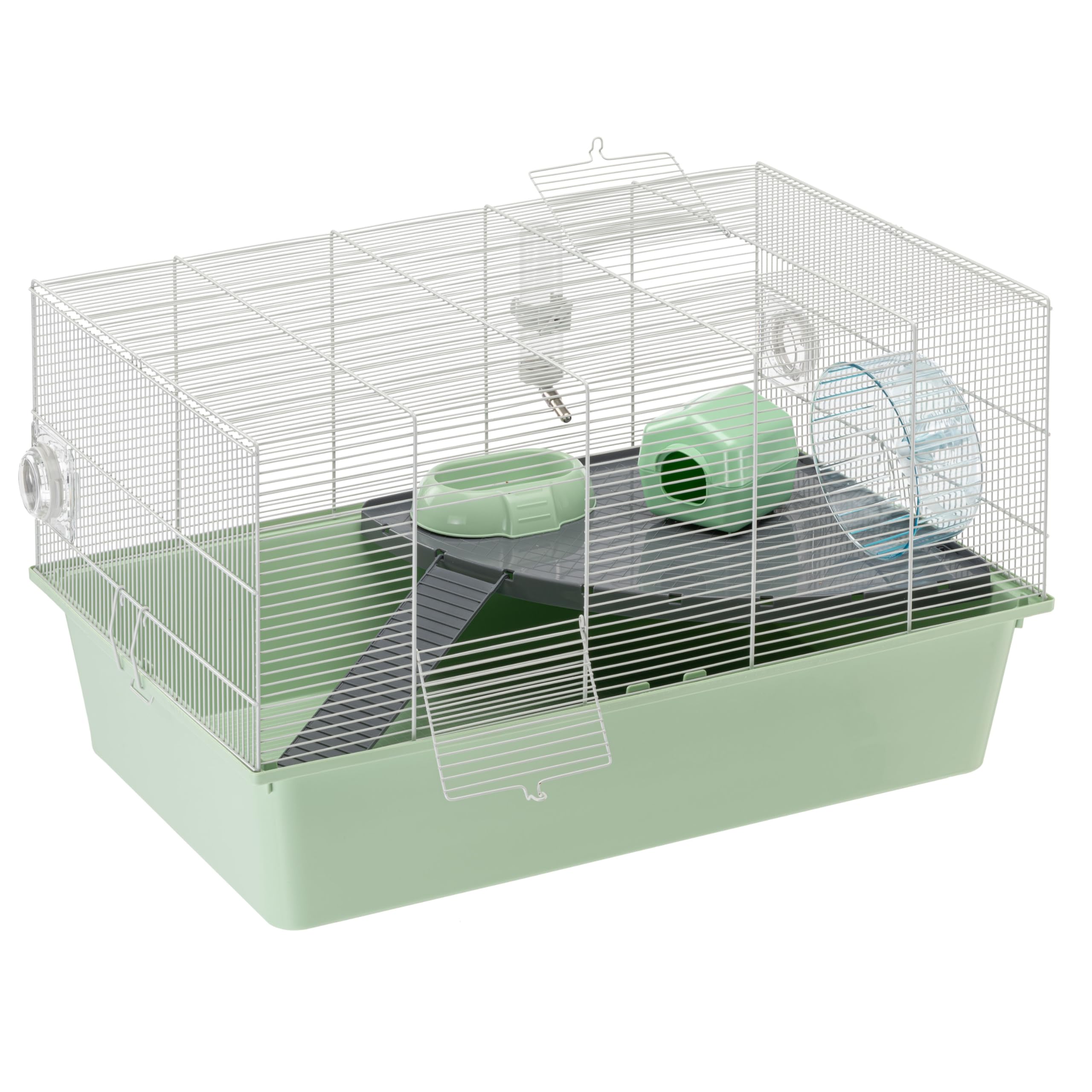 Ferplast Hamsterkäfig, Mäusekäfig Milos XL, Käfig für Hamster Mäuse, Kunststoffboden Struktur aus recyceltem Eisen, Einfache Wartung, Modulares Käfigsystem, Inklusive Zubehör, 69,5 x 46 x h 41 cm
