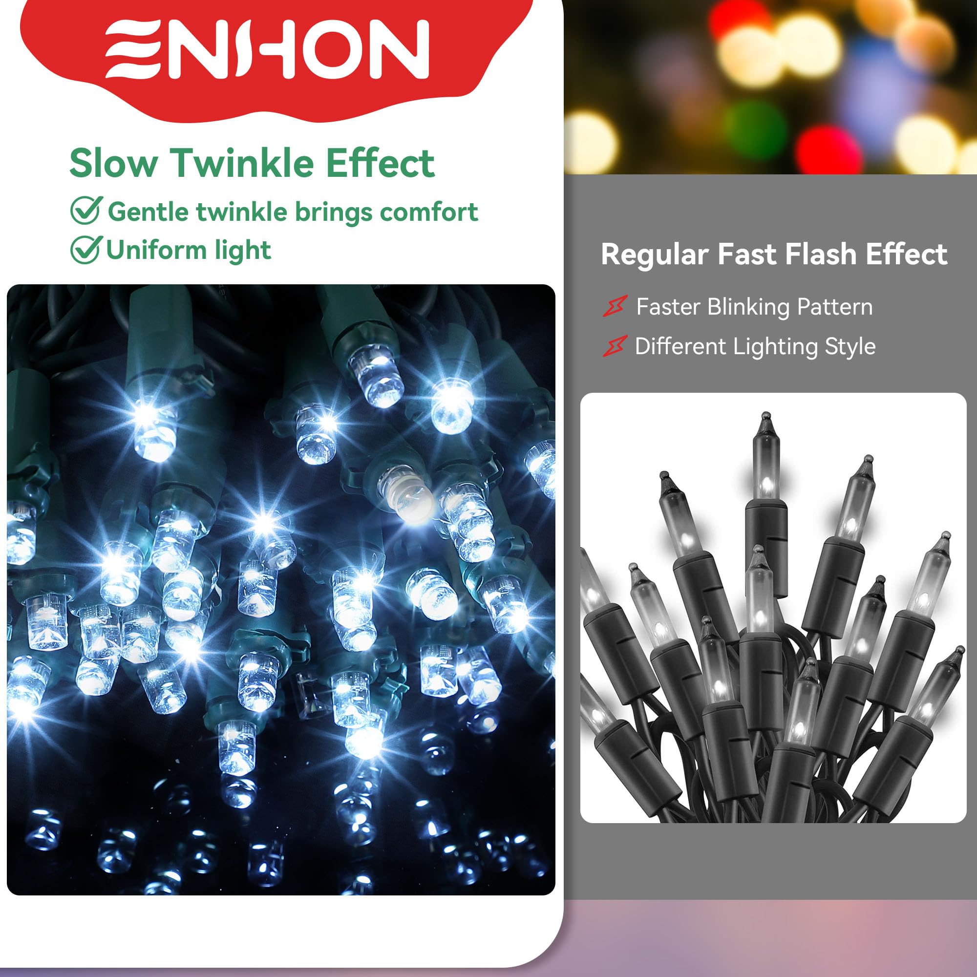 Snapklik.com : Enhon Slow Twinkling Christmas Light, 100 Lights 35 Ft ...