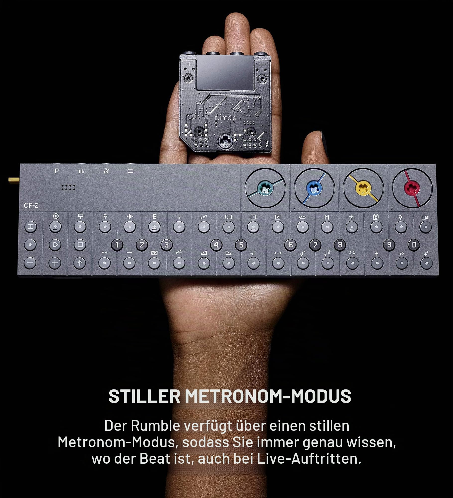 Teenage Engineering Rumble Module Subwoofer für OP-Z, für Sequencer (Synthesizer Vibrationsmodul, Silent Metronome Mode, Frequenzgang 10-150 hz), Schwarz, TEE0063