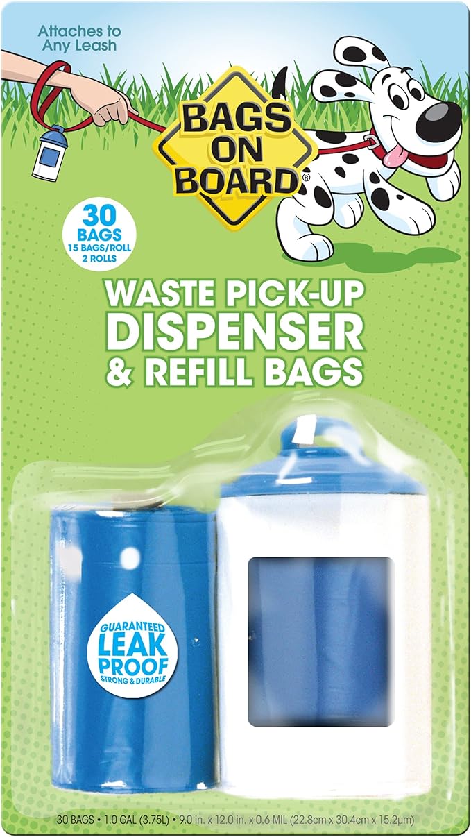 Bags on Board Dispenser White, 30 Refill Bags Pet Supplies