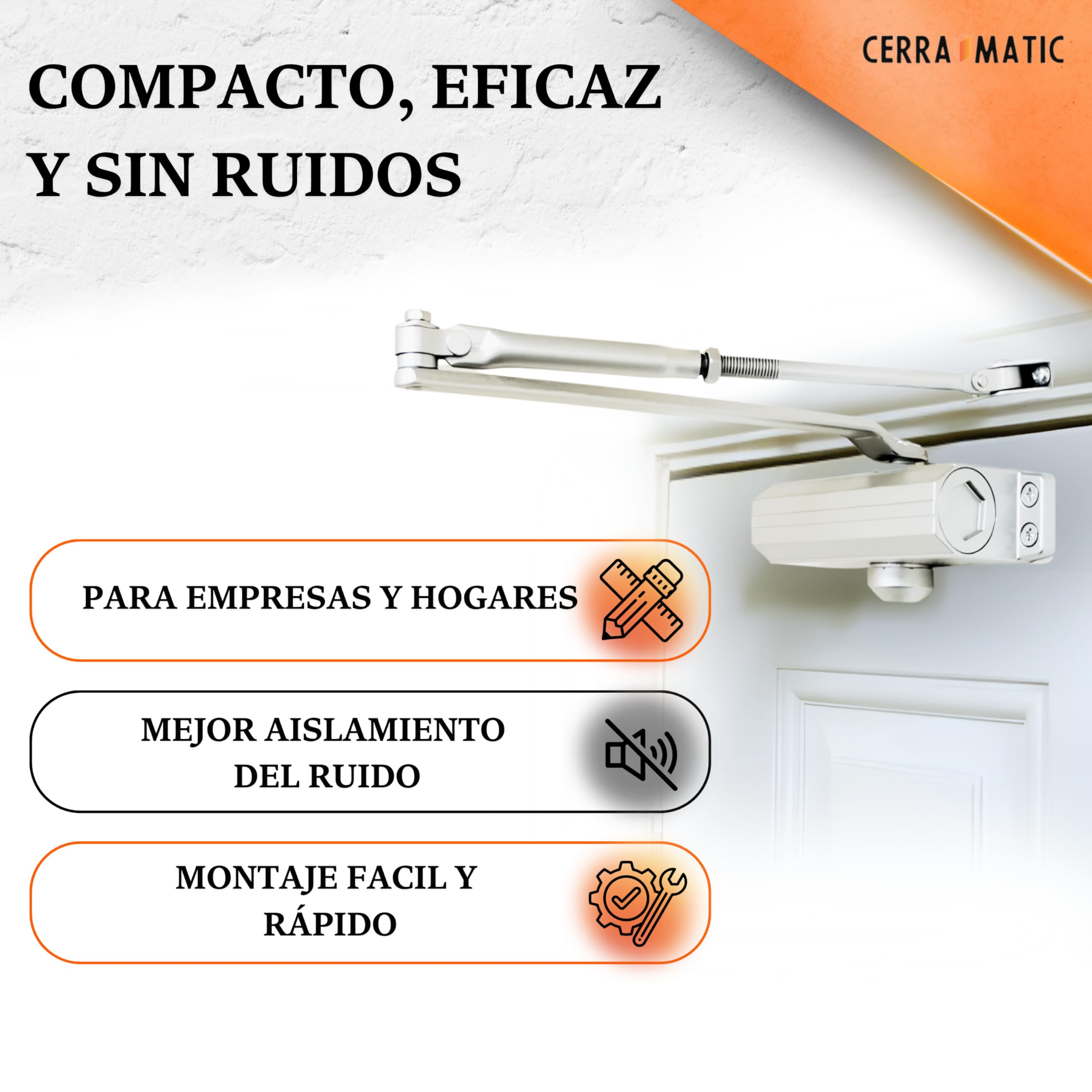 M-100, Cierrapuertas automatico, muelle puerta con brazo articulado hidráulico, muelle cierrapuertas de 25-40kg, cierre puerta, cierra puertas automatica.