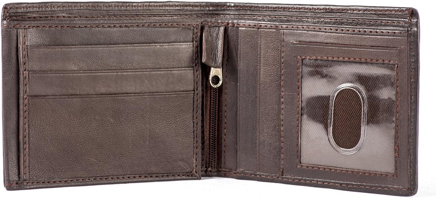 Sakkas Men's Bi-Fold Leather Wallet with 2 Size ID Card Slots - Comes in a Gift bag