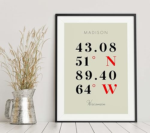 Miniatura 6 de Mapa de Madison, Wisconsin, Coordenadas Multilíneas de Colores (12x16)