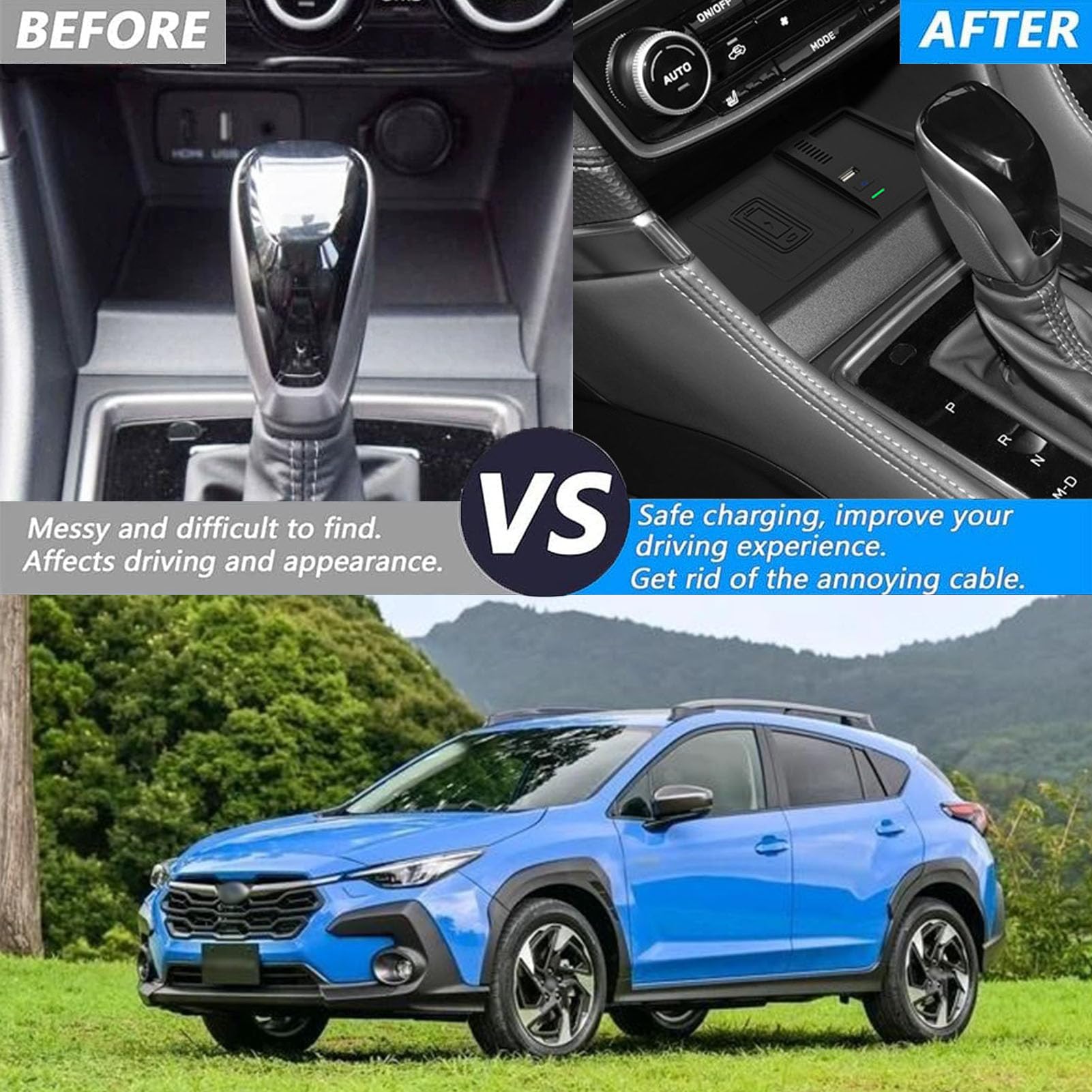 Caricabatterie Wireless per Auto per su-baru Forester Impreza Tutti i Modelli Accessorio con Ricarica Rapida Wireless da 10 W, Regalo per la Famiglia
