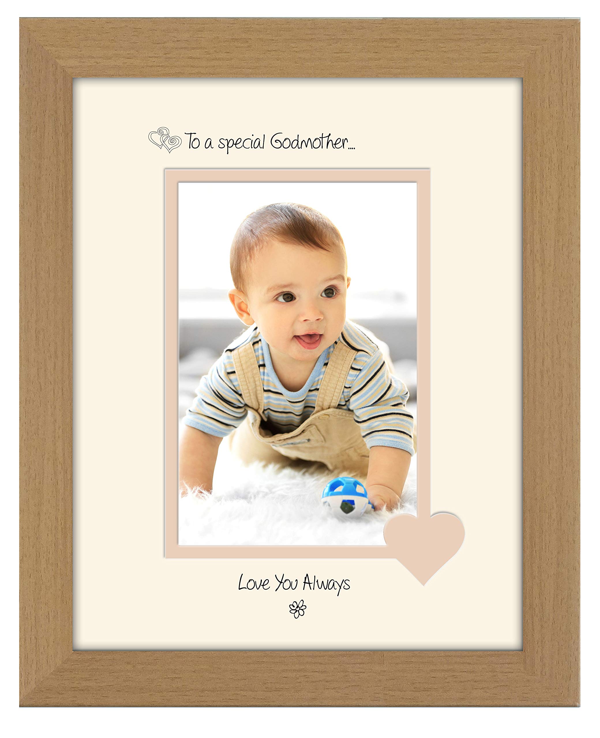 Photos In A Word Oak Finish Frame Cream Mount Beige Inside Godmother Photo Frame Special Godmother Love You Always Portrait 1075F Double Mounted Quality Gift (Oak Finish Frame Cream Mount Beige Inside)