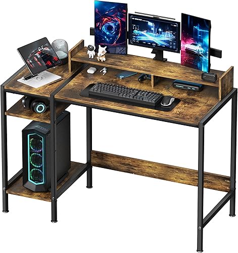 Miniatura 66 de Escritorio para computadora, escritorio para juegos de 43 pulgadas, escritorio de oficina en casa con almacenamiento, escritorio pequeño con soporte