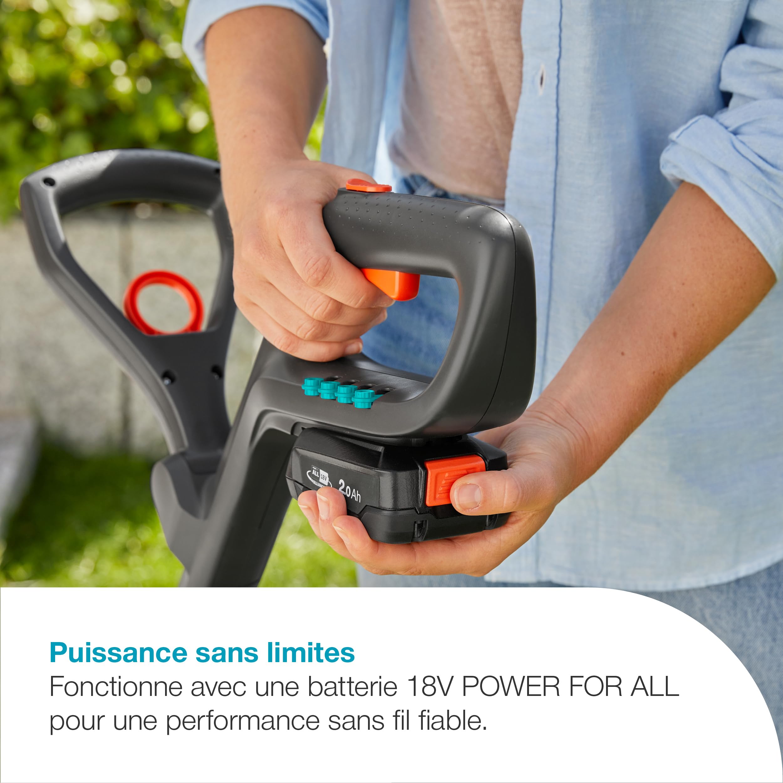 Gardena Coupe-bordures EasyCut 23/18V P4A - sans chargeur ni batterie : Puissant, Léger, Télescopique, Tête inclinable, Sans fil (14700-55)