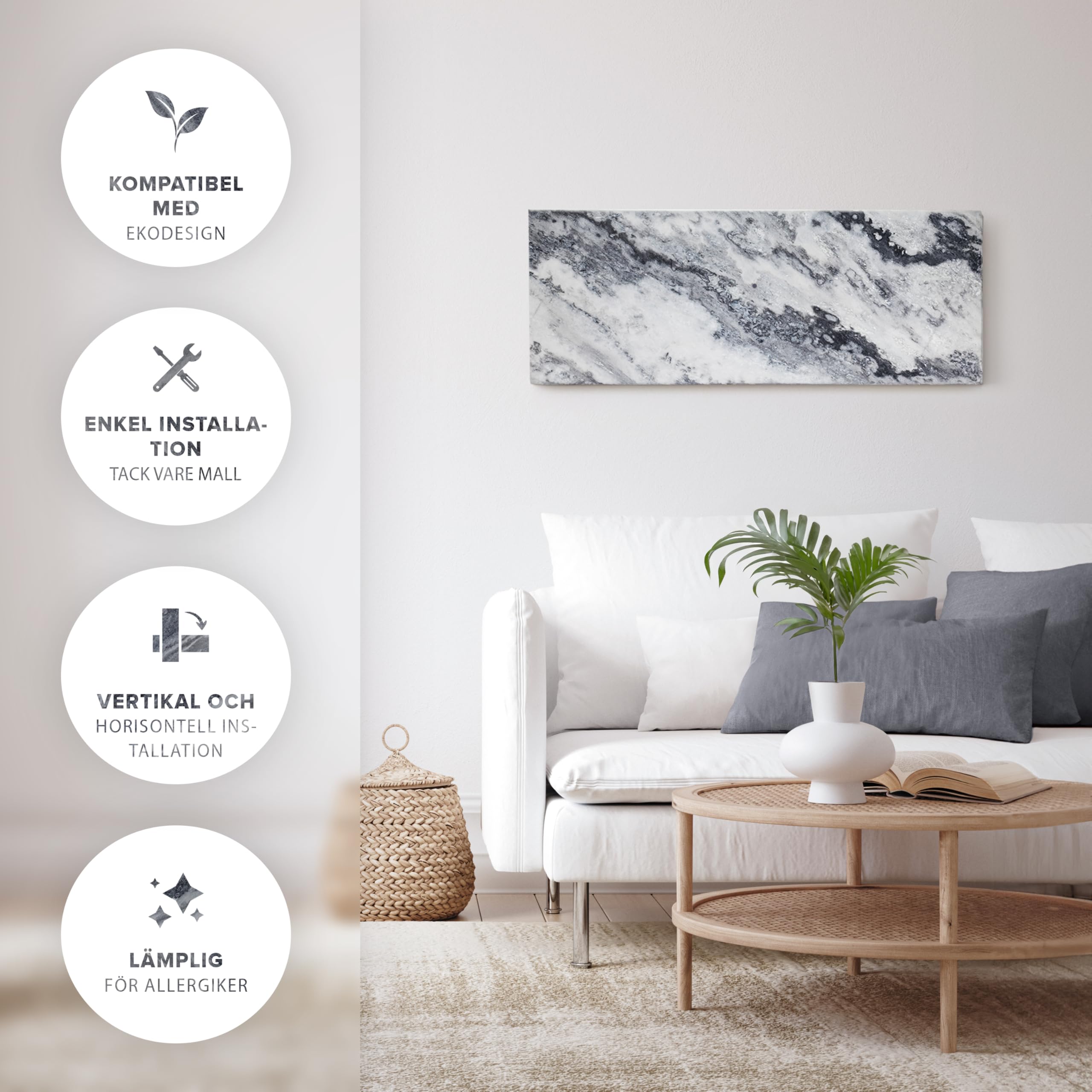 Promiennik podczerwieni z kamienia naturalnego z cyfrowym termostatem | 800 Watt | Qarama B-800 | energooszczędne ogrzewanie ścienne na podczerwień | 5 lat | niemiecka jakość