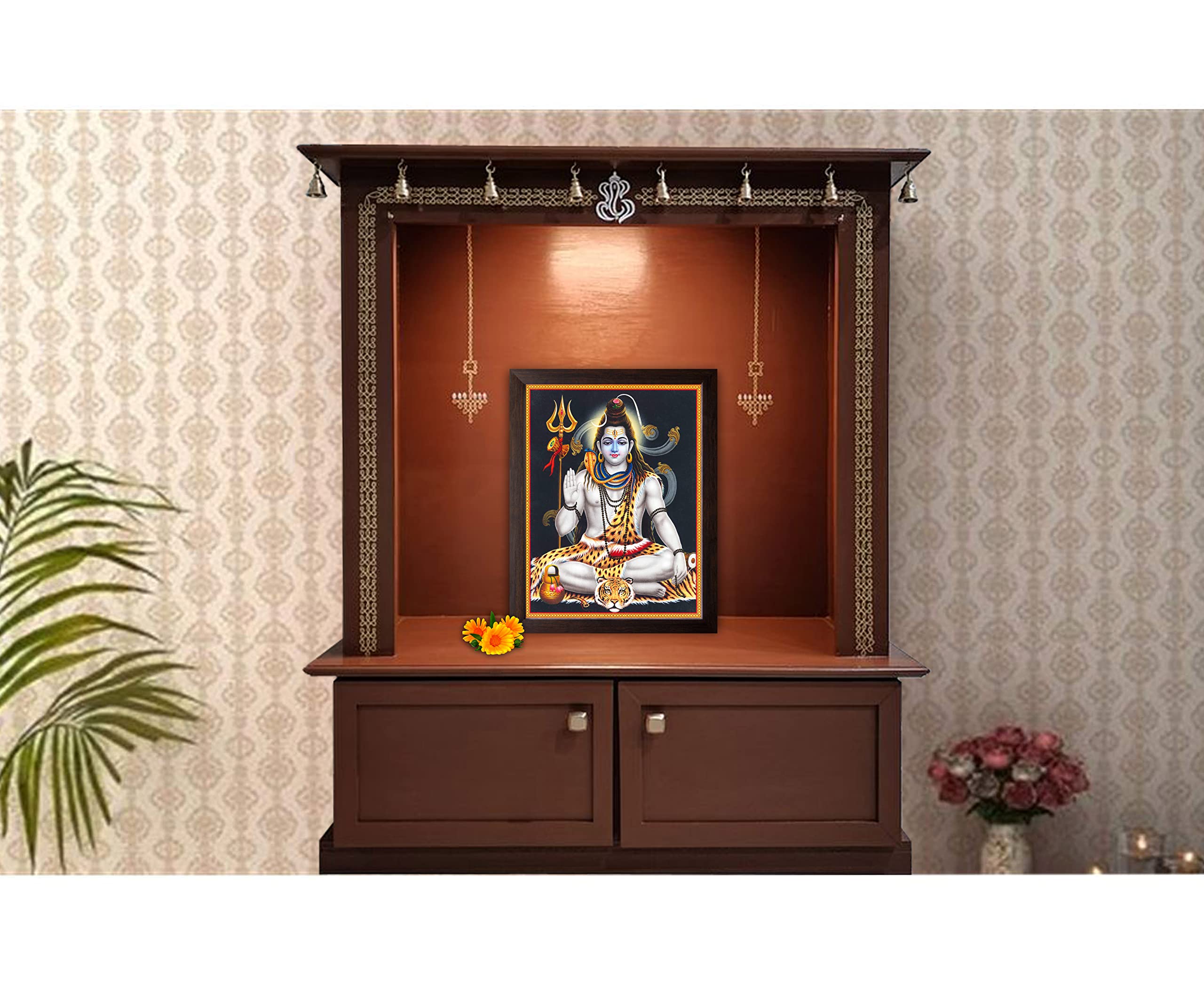 Art n Store Lord Shiva Giving Blessing, HD Printed Religious & Decor Picture with Plane Brown Frame (30 X 23.5 X 1.5 cm_ Brown Wood) - Image 5 thumbnail