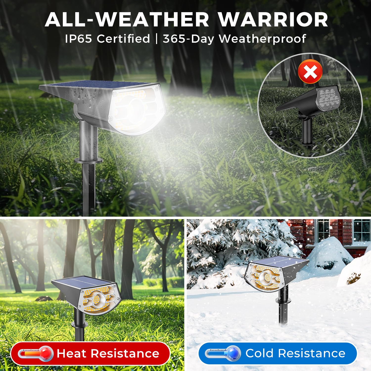YEEHONEC Luci Solari da Giardino 60 LED, 2 Pezzi - Bianco Caldo, IP65 Impermeabili, 2 Modalità Luminosità, Autonomia 10-20h, Montaggio a Terra/Parete per Giardino e Terrazzo