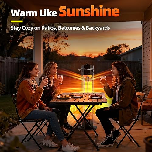 Miniatura 3 de Haimmy - Calentador eléctrico para patio al aire libre, calentador eléctrico de patio de 34 pulgadas, calefacción instantánea de 1500 W, 3 niveles