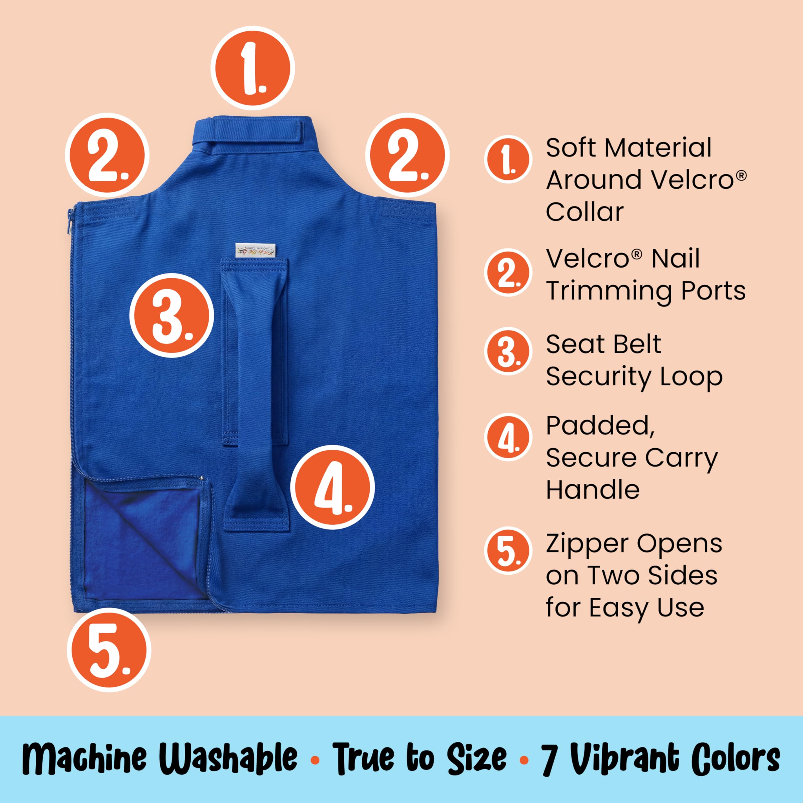 Cat-in-the-Bag Cozy Comfort Carrier - Transportín de tela para gatos, talla XL, azul cobalto, para aseo, visitas al veterinario, medicación, cuidado dental, corte de uñas y viajes en coche.